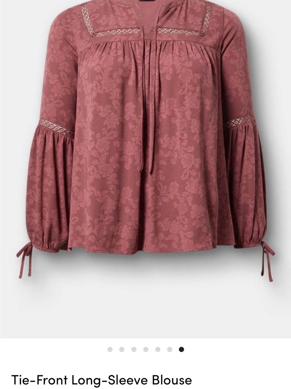 torrid dusty mauve paisley tie-neck boho tunic - Picture 10 of 10